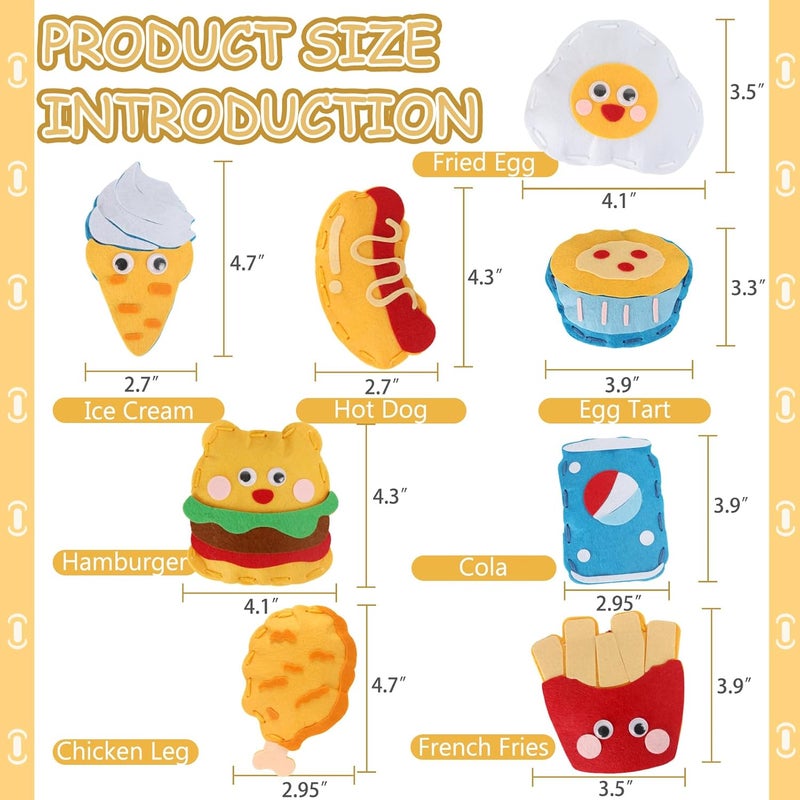 AzReference Felt Food Sewing Kits for Beginners, 8 Stuffed Ice Cream, Hamburger Making Easy Sewing Fun Craft Set, Educational Learn to Sew Gifts for Kids Age 5 6 7 8 9 10 11 12, Instruction & Felt Materials - Image 3